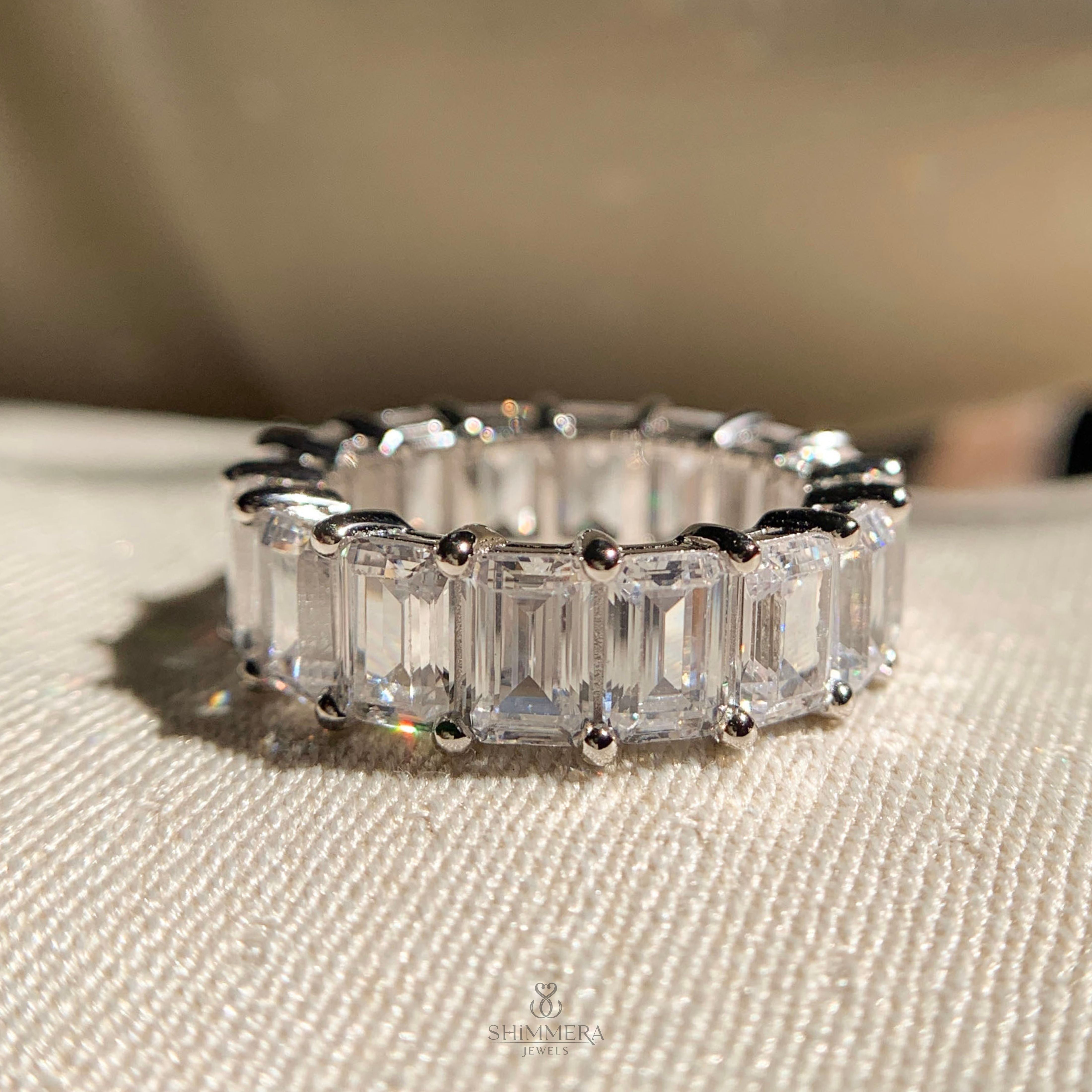 Emerald Shape Diamond Full Eternity Band